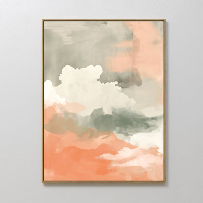 Abstract Peach Horizon Oil Painting for Modern Home Decor