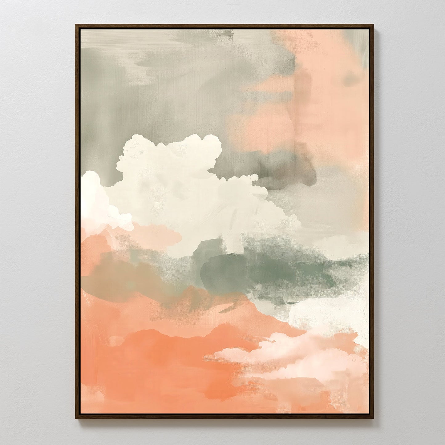 Abstract Peach Horizon Oil Painting for Modern Home Decor