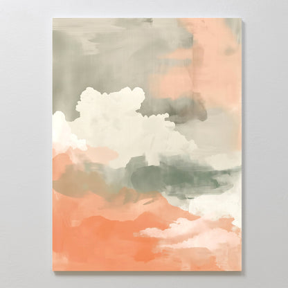 Abstract Peach Horizon Oil Painting for Modern Home Decor