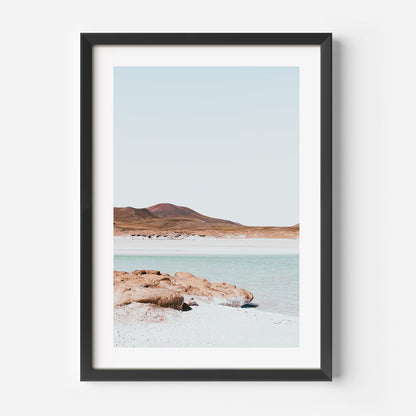 Serene Landscape Oil Painting with Red Rocks and Tranquil Waters