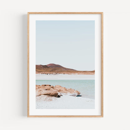 Serene Landscape Oil Painting with Red Rocks and Tranquil Waters