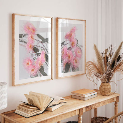 Vibrant Pink Eucalyptus Botanical Oil Painting for Modern Home Decor