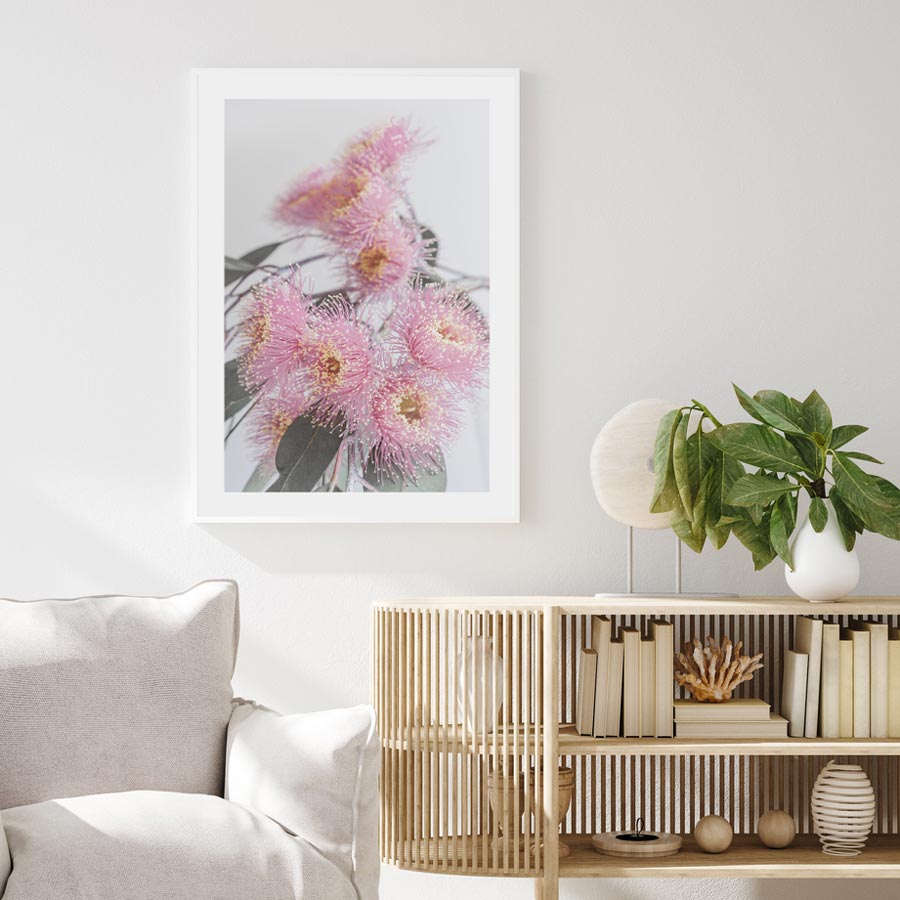 Vibrant Pink Eucalyptus Flowers in Bloom - Modern Botanical Oil Painting