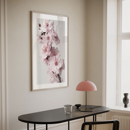 Blossoming Pink Cherry Flowers - Elegant Oil Painting for Home Decor