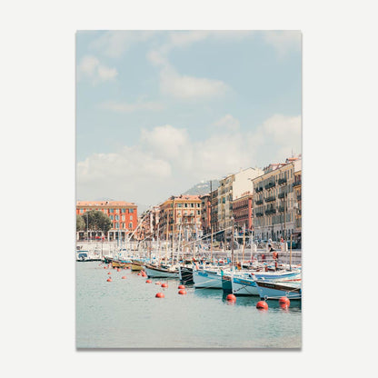 Serene Port Lympia Coastal Scene with Colorful Boats and Charming Waterfront