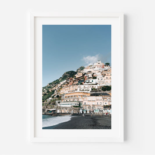 Scenic Positano Beachfront Oil Painting of Coastal Italian Charm