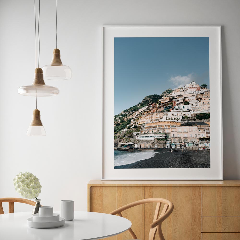 Scenic Positano Beachfront Oil Painting of Coastal Italian Charm