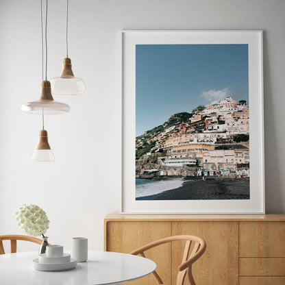 Scenic Positano Beachfront Oil Painting of Coastal Italian Charm