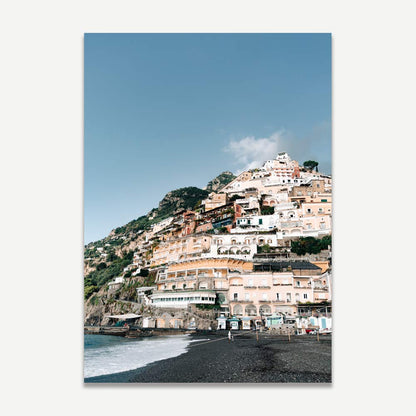 Scenic Positano Beachfront Oil Painting of Coastal Italian Charm