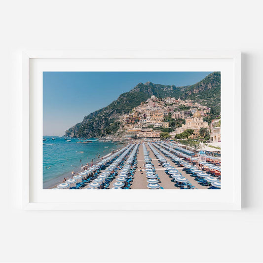 Serene Positano Beachscape Oil Painting – Mediterranean Dream