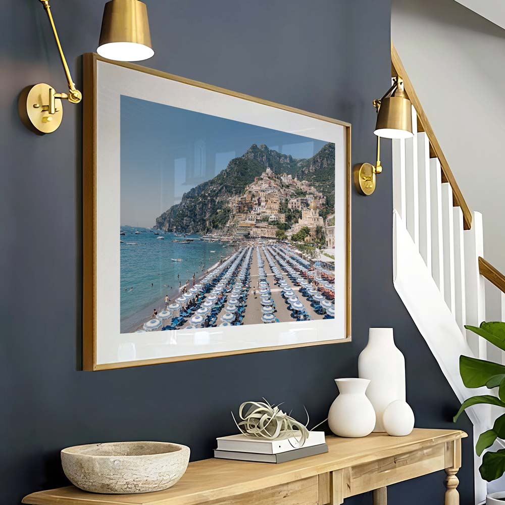 Serene Positano Beachscape Oil Painting – Mediterranean Dream