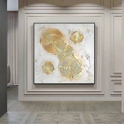 Abstract Gold and Silver Swirl Oil Painting for Modern Home Decor