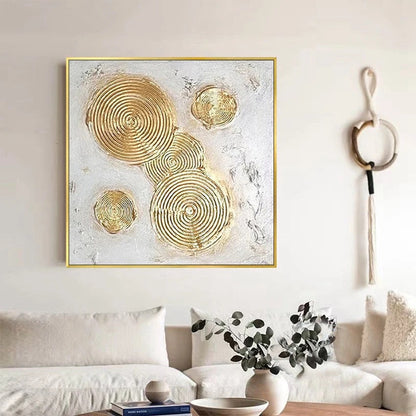 Abstract Gold and Silver Swirl Oil Painting for Modern Home Decor