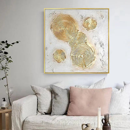 Abstract Gold and Silver Swirl Oil Painting for Modern Home Decor