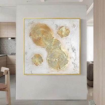 Abstract Gold and Silver Swirl Oil Painting for Modern Home Decor