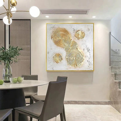 Abstract Gold and Silver Swirl Oil Painting for Modern Home Decor