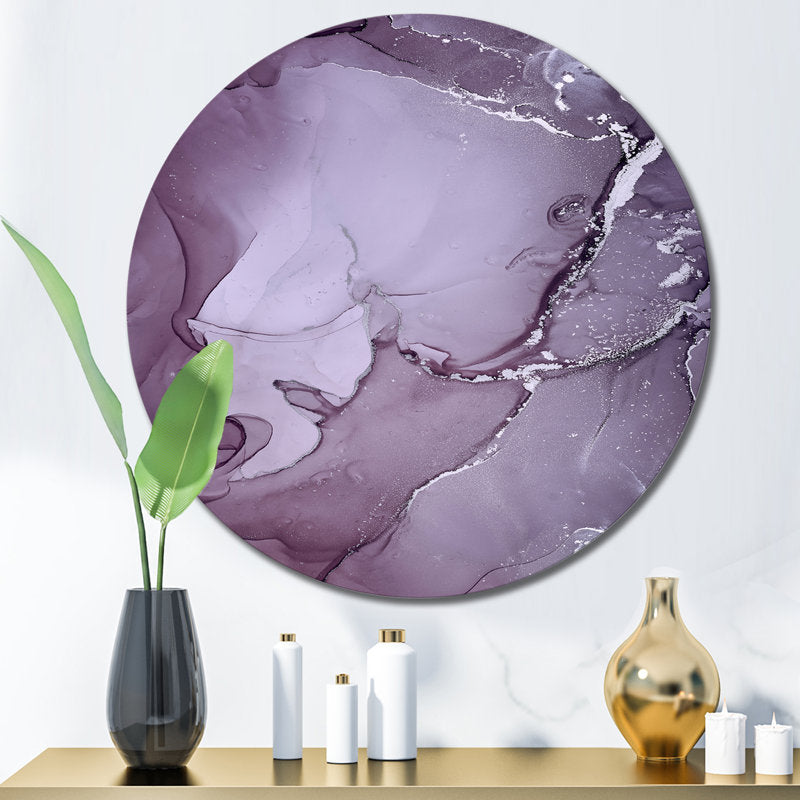 Elegant Purple and Gray Marble Ink Abstract Art for Home Décor