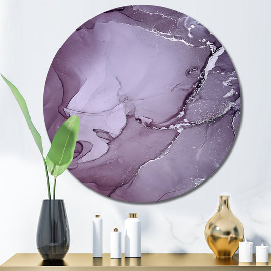 Elegant Purple and Gray Marble Ink Abstract Art for Home Décor