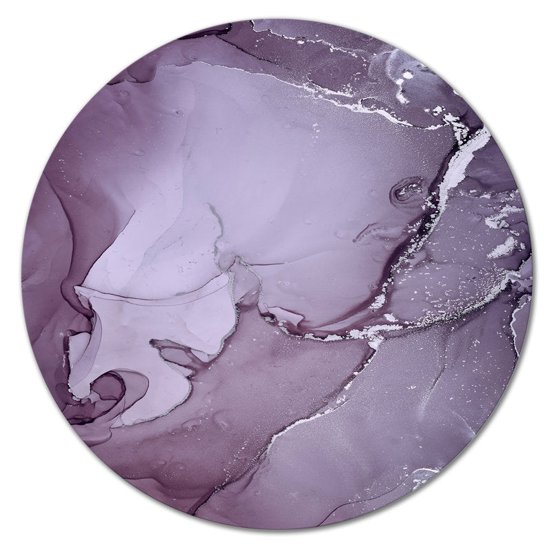 Elegant Purple and Gray Marble Ink Abstract Art for Home Décor