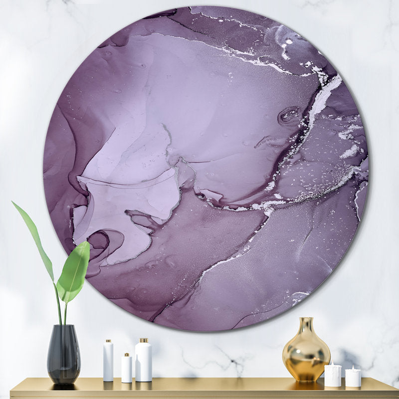 Elegant Purple and Gray Marble Ink Abstract Art for Home Décor