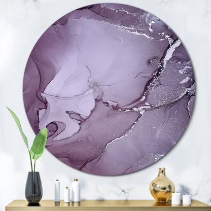 Elegant Purple and Gray Marble Ink Abstract Art for Home Décor