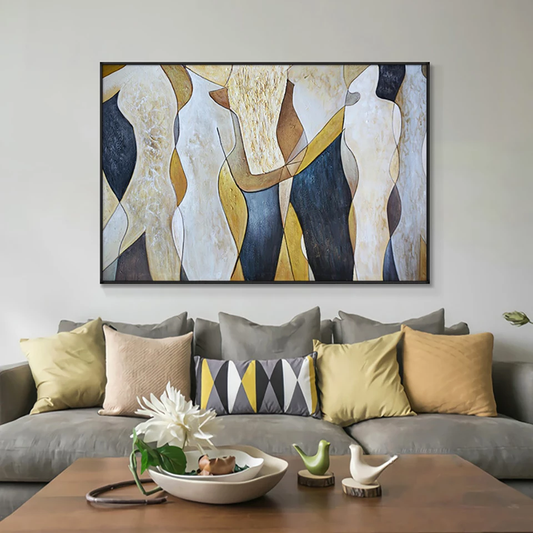 Abstract Conversations: Elegant Figurative Oil Painting in Earthy Tones