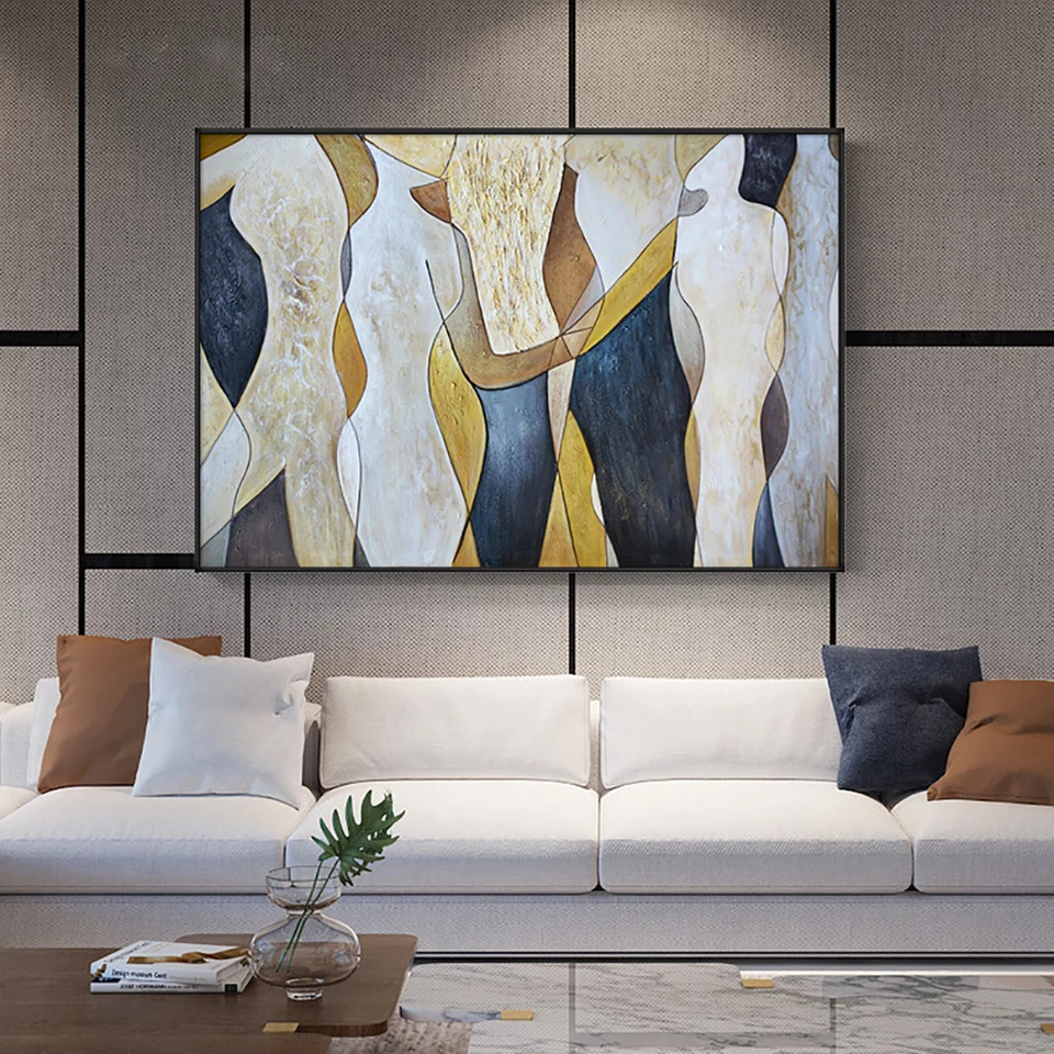 Abstract Conversations: Elegant Figurative Oil Painting in Earthy Tones