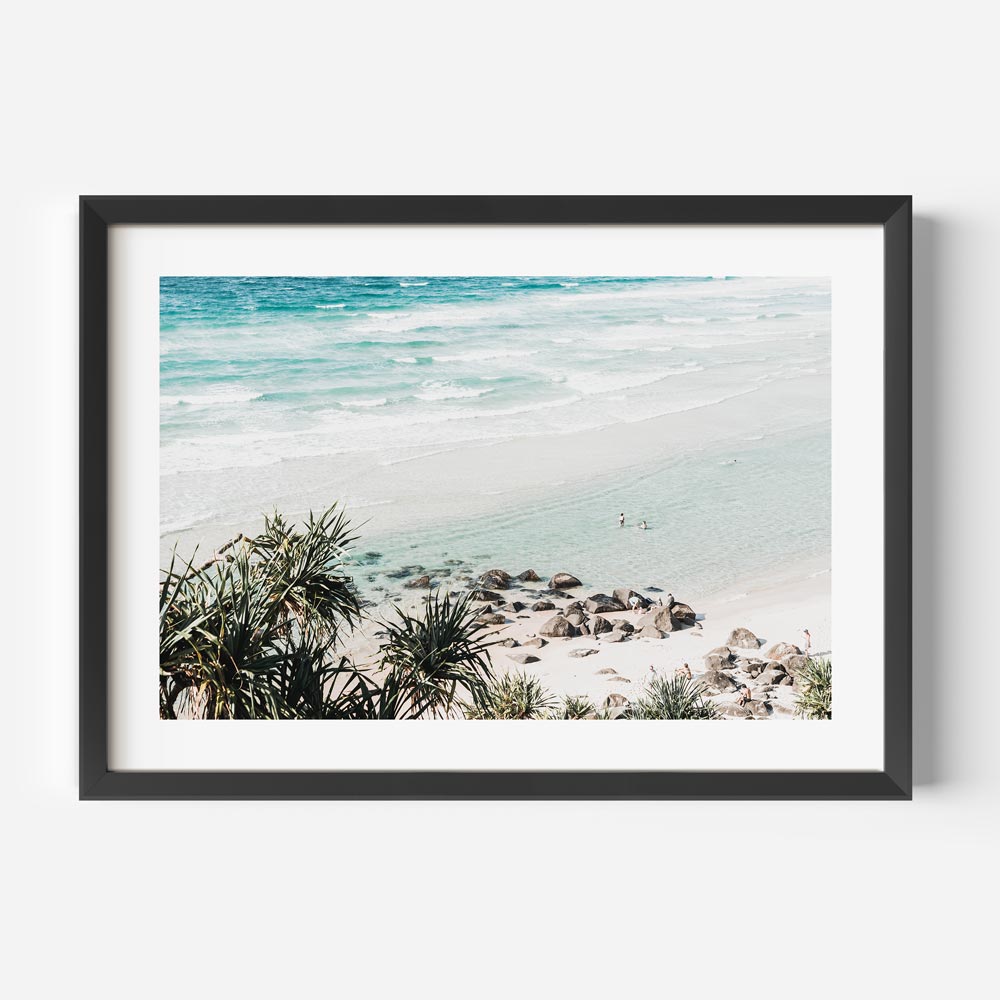 Tranquil Ocean Scene: Beach Bathers at Rainbow Bay Oil Painting Decor