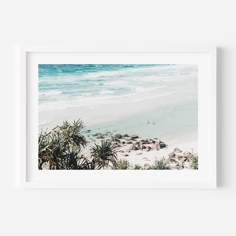 Tranquil Ocean Scene: Beach Bathers at Rainbow Bay Oil Painting Decor