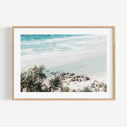 Tranquil Ocean Scene: Beach Bathers at Rainbow Bay Oil Painting Decor