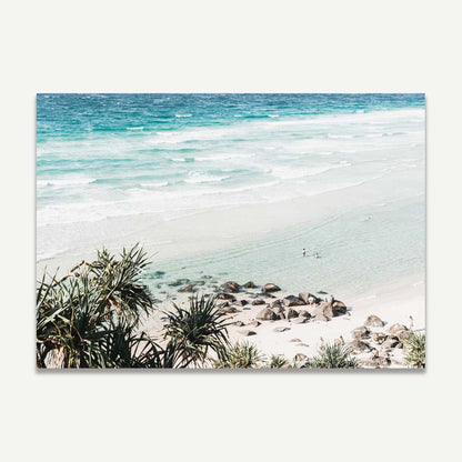 Tranquil Ocean Scene: Beach Bathers at Rainbow Bay Oil Painting Decor
