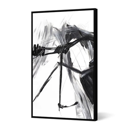 Abstract Oil Painting of Reflection and Emotion in Black and White