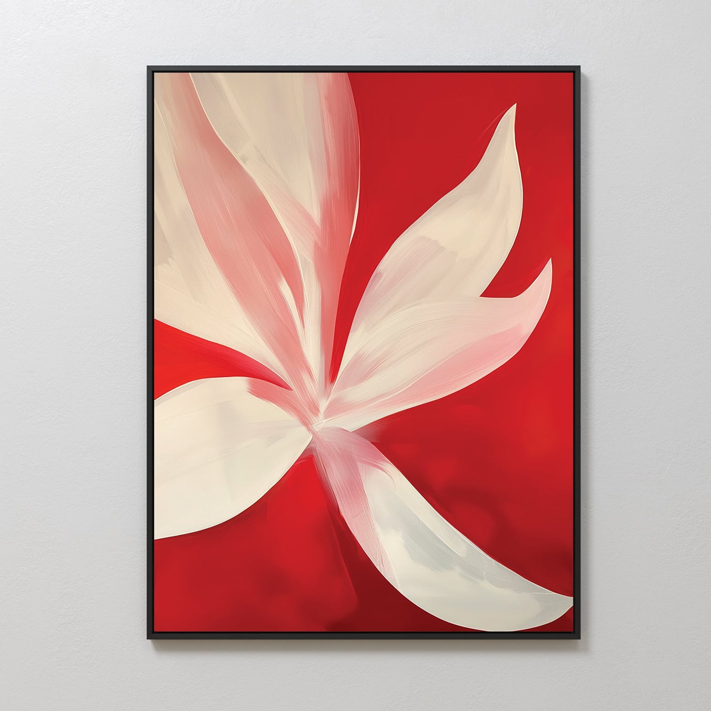 Vibrant Red Abstract Floral Oil Painting for Modern Home Decor