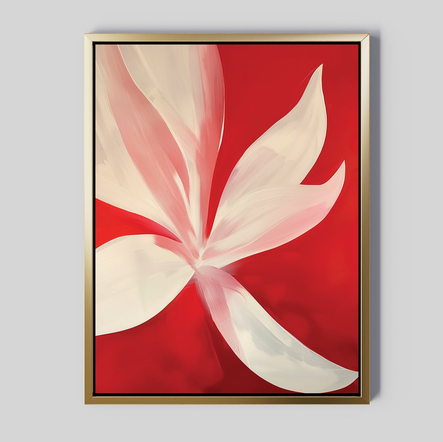 Vibrant Red Abstract Floral Oil Painting for Modern Home Decor