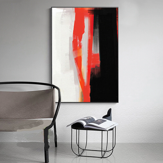 Bold Red Abstract Oil Painting for Modern Home Decor