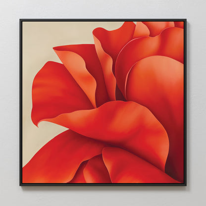 Vibrant Red Floral Abstract Oil Painting for Elegant Home Decor