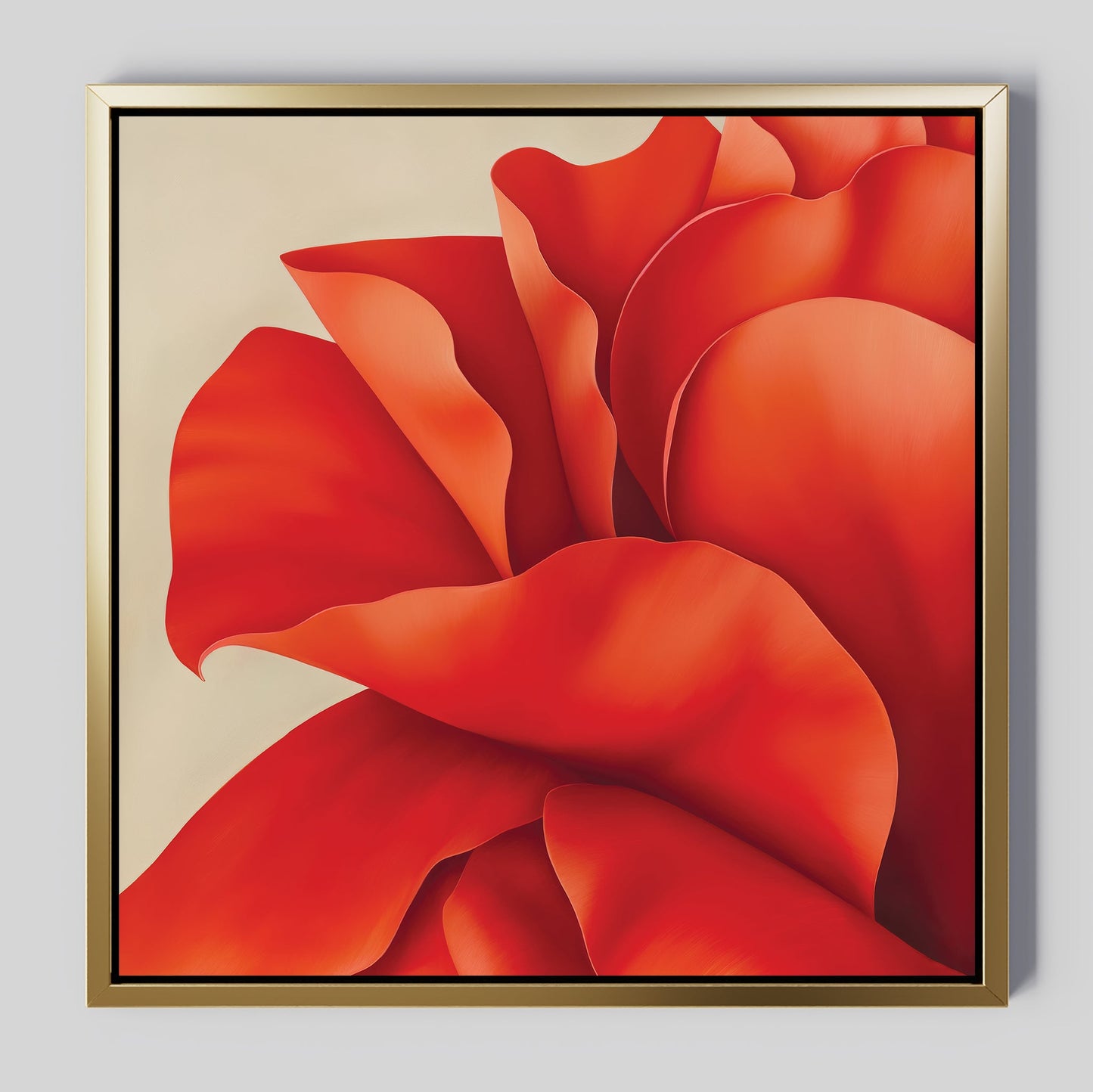 Vibrant Red Floral Abstract Oil Painting for Elegant Home Decor