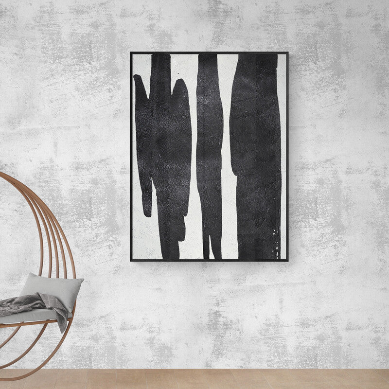 Emotive Abstract Oil Painting in Black and White for Modern Home Decor