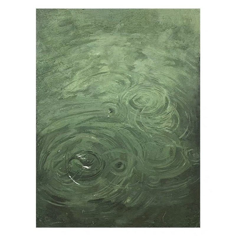 Serene Green Oil Painting with Gentle Ripples and Swirling Texture for Modern Home Decor