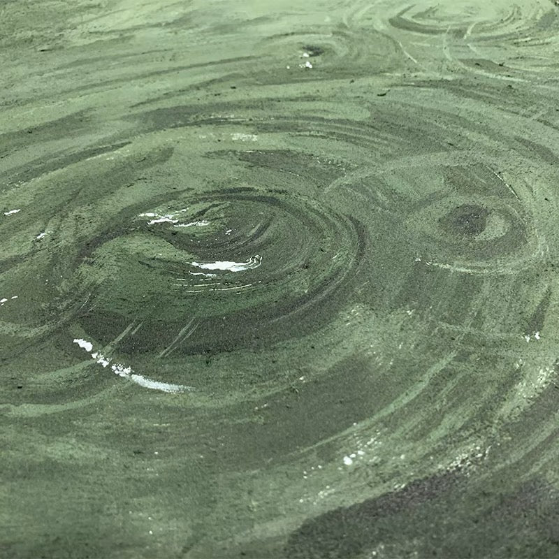 Serene Green Oil Painting with Gentle Ripples and Swirling Texture for Modern Home Decor