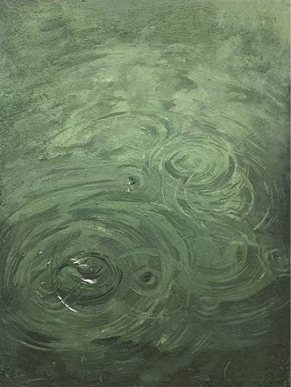 Serene Green Oil Painting with Gentle Ripples and Swirling Texture for Modern Home Decor