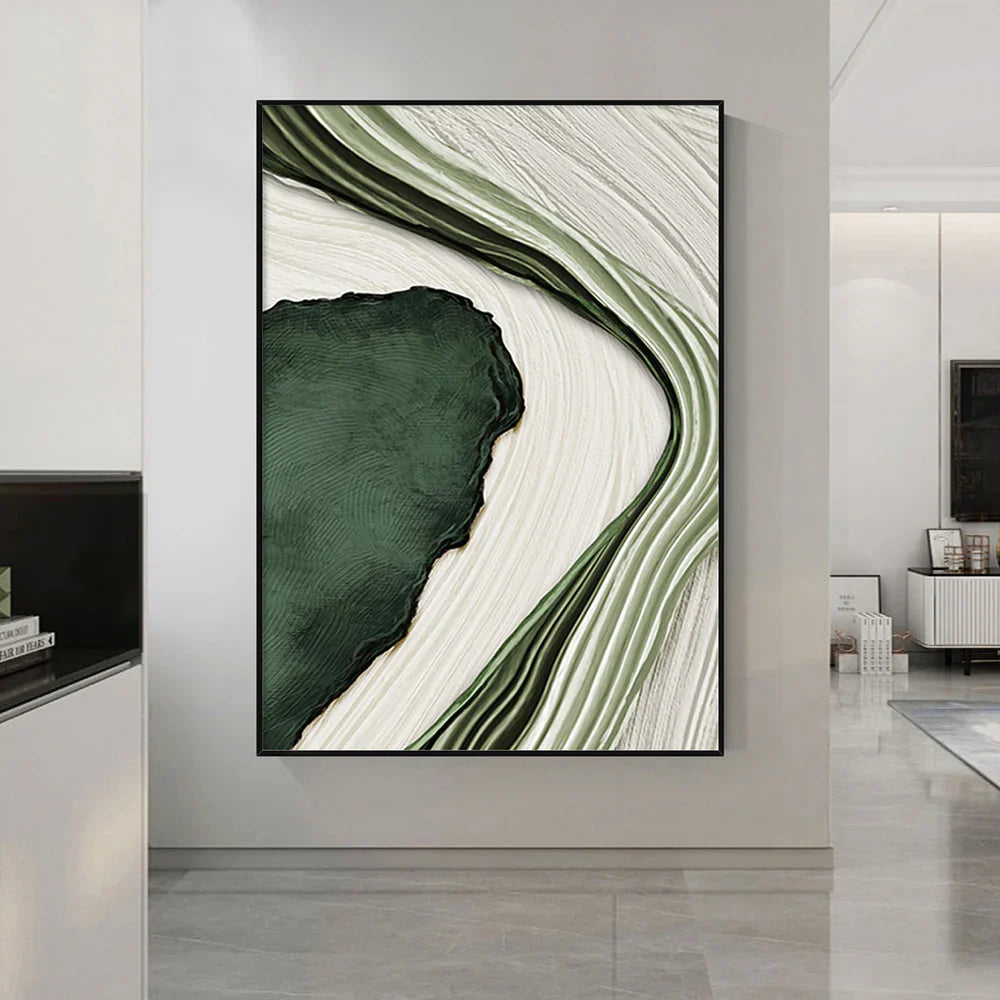 Serene Green Abstract Oil Painting for Modern Home Décor