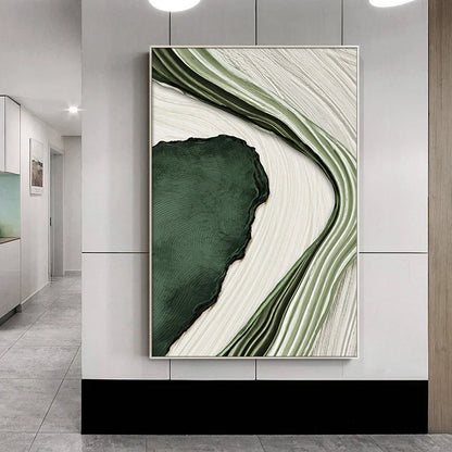 Serene Green Abstract Oil Painting for Modern Home Décor