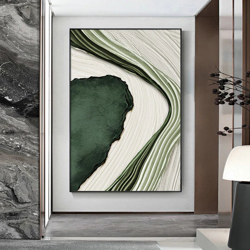 Serene Green Abstract Oil Painting for Modern Home Décor