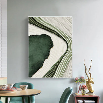 Serene Green Abstract Oil Painting for Modern Home Décor