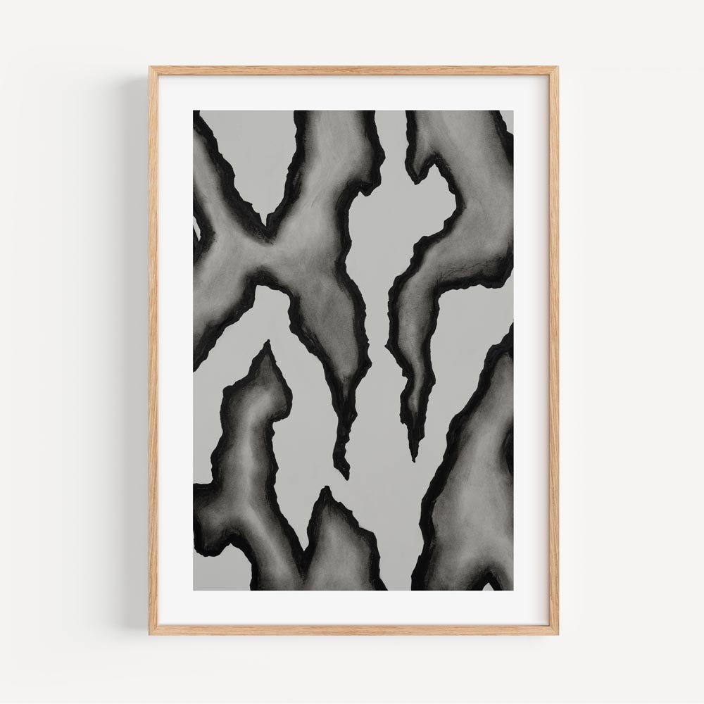 Abstract Black and Grey River Flow Oil Painting for Modern Home Decor