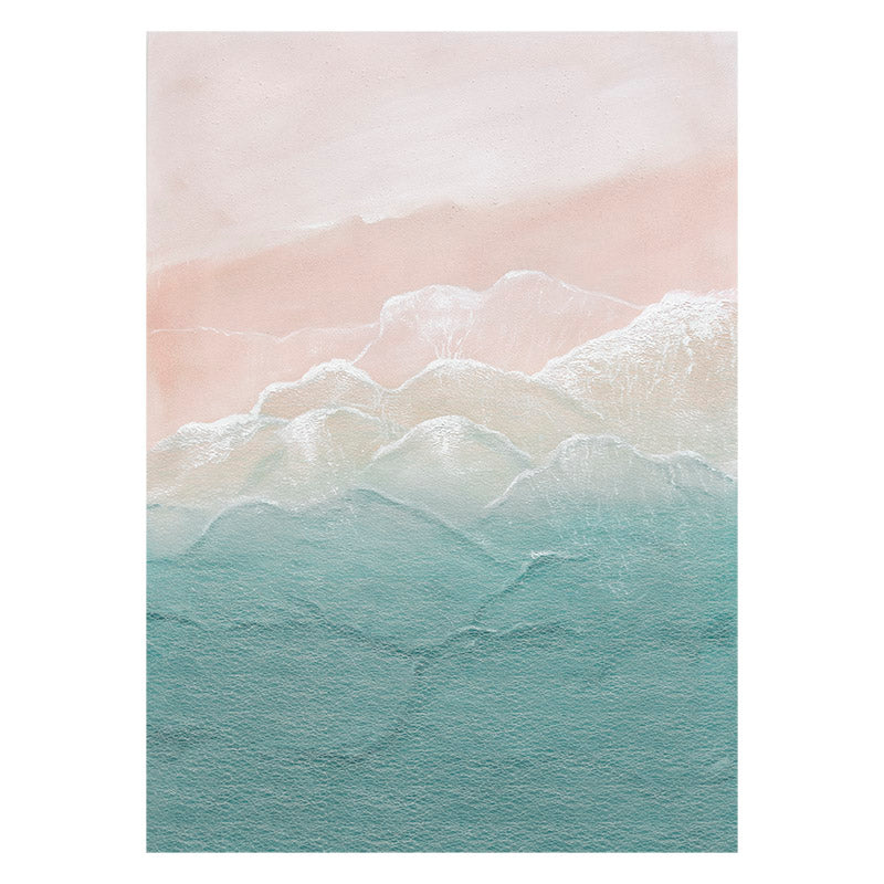 California Pink Blue Waves Coast Shore Oil Painting 116CP