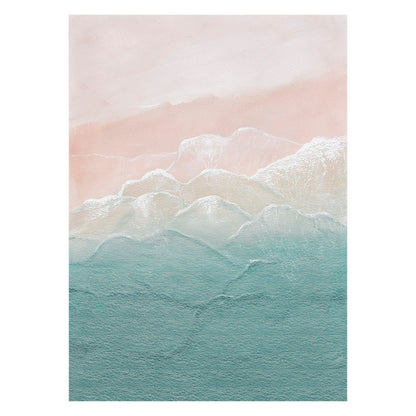 California Pink Blue Waves Coast Shore Oil Painting 116CP