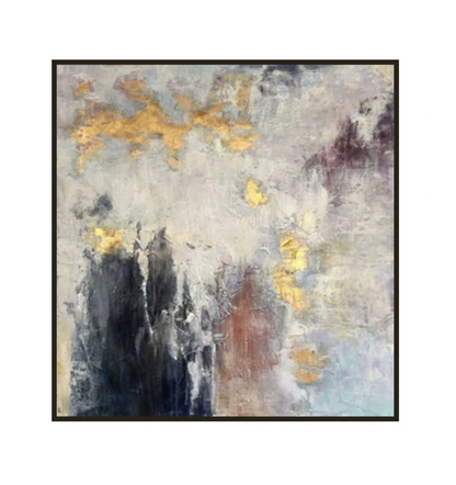 Abstract Elegance: Contemporary Oil Painting with Gold Accents for Luxurious Decor