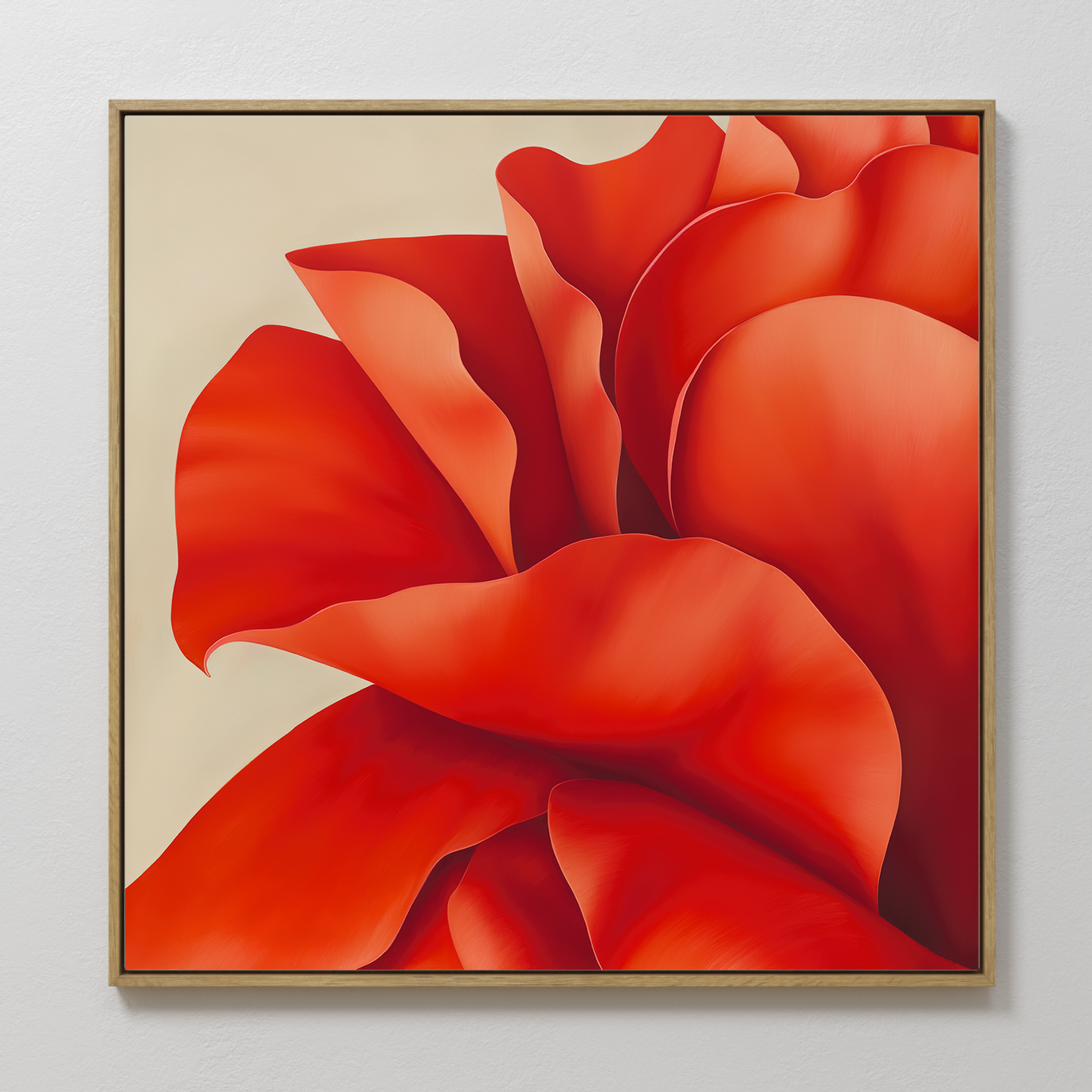 Vibrant Red Floral Abstract Oil Painting for Elegant Home Decor